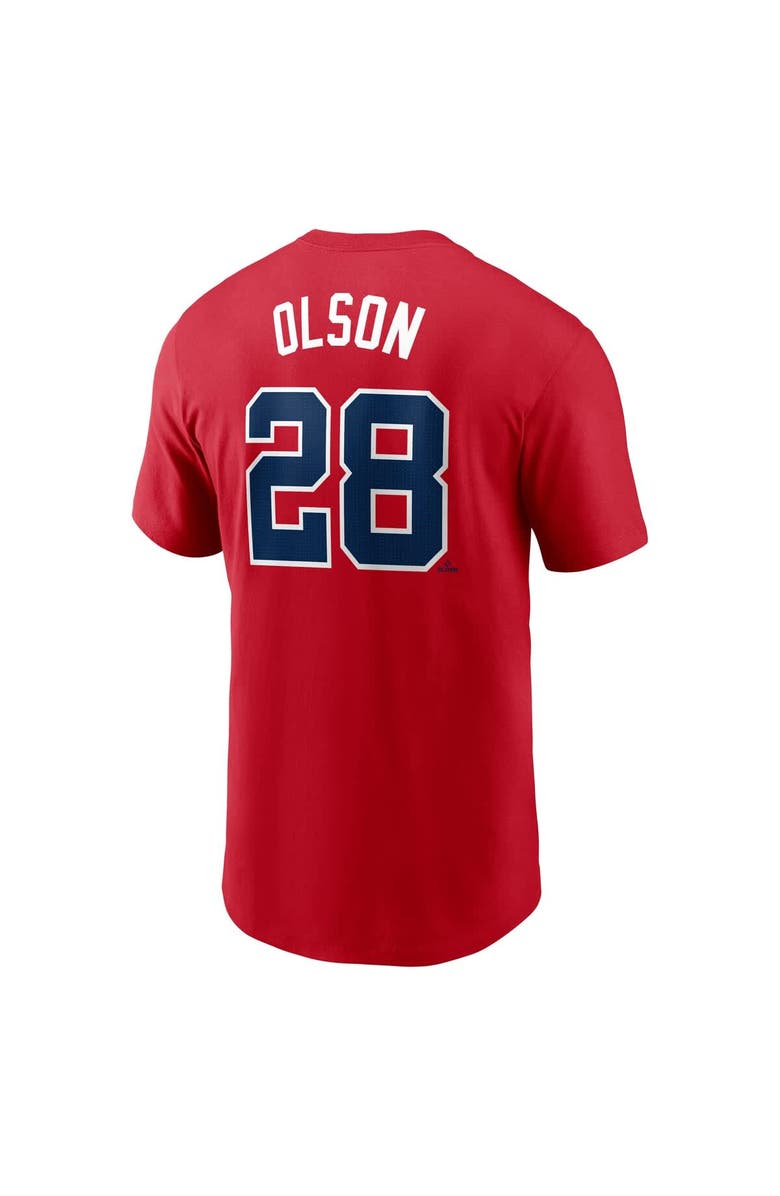 Nike Men's Nike Matt Olson Red Atlanta Braves Fuse Name & Number T-Shirt, Alternate, color, 