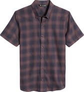 TravisMathew Down the Middle Check Short Sleeve Button-Up Shirt