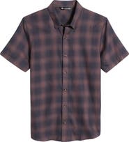 TravisMathew Down the Middle Check Short Sleeve Button-Up Shirt