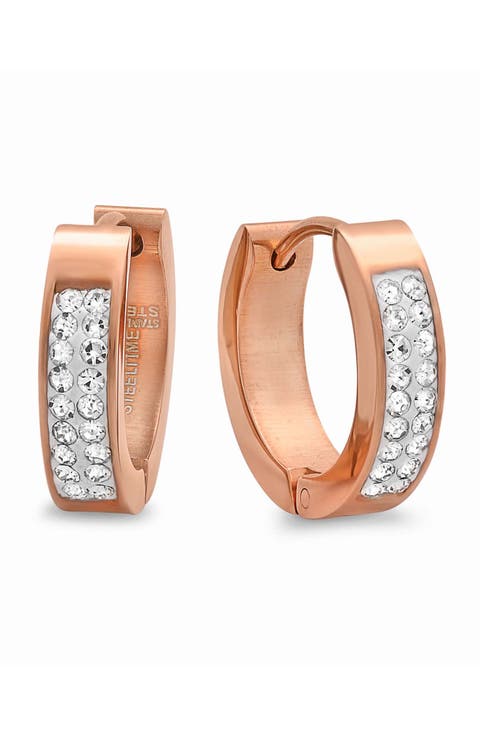 18k Gold Plated Crystal Huggie Hoop Earrings