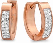 STEELTIME 18k Gold Plated Crystal Huggie Hoop Earrings