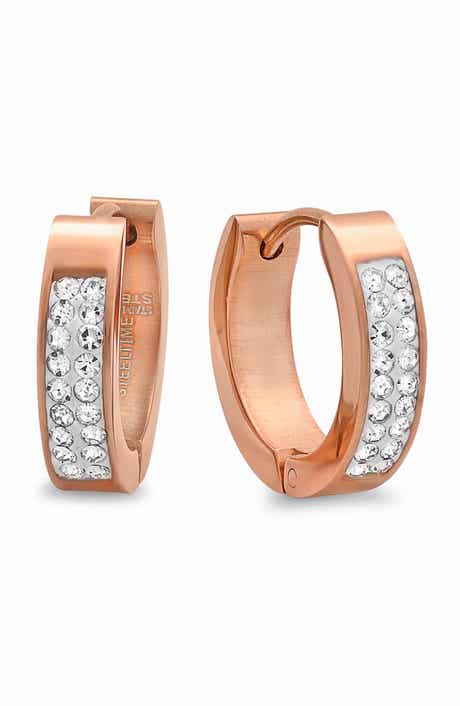 18k Gold Plated Crystal Huggie Hoop Earrings