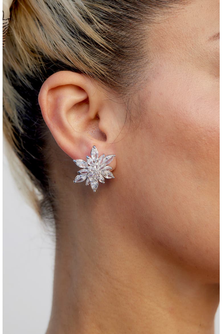 Star Cubic Zirconia Cluster Stud Earrings, Alternate, color, WHITE