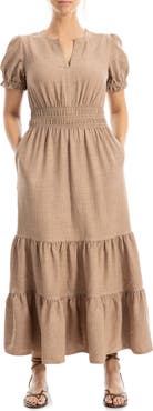 MAX STUDIO Tiered Crepe Maxi Dress