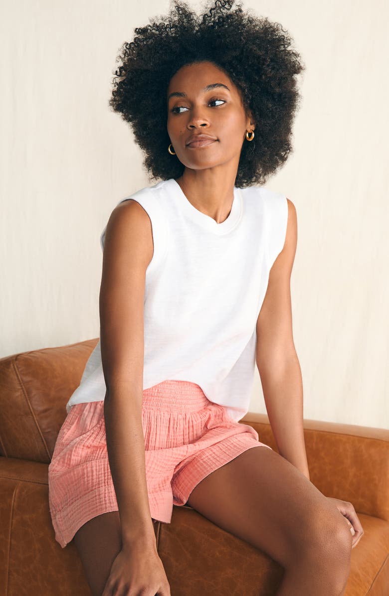 Faherty Sunwashed Slub Muscle Tank, Alternate, color, White