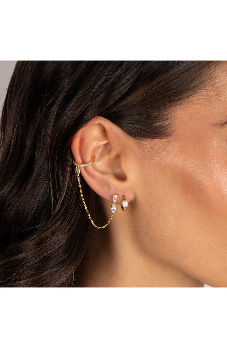 BY ADINA EDEN CZ Oval Bezel Halo Huggie Earring, Alternate, color, Gold