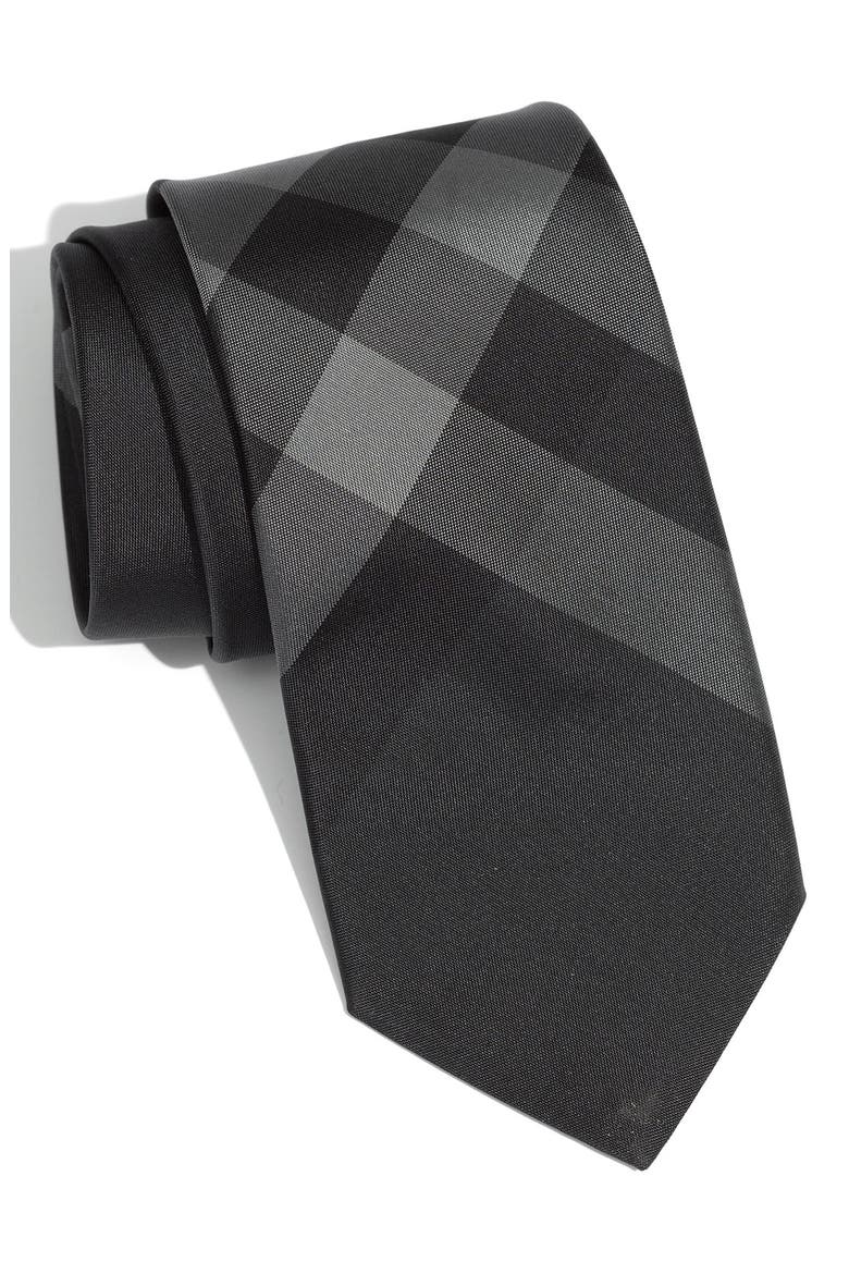 London Check Silk Tie, Main, color, BLACK