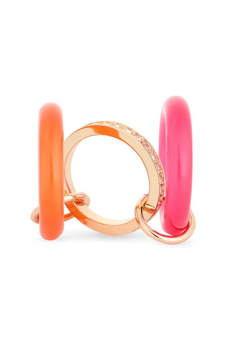 Cubic Zirconia Resin Interlock Ring, Alternate, color, PINK MULTI- GOLD