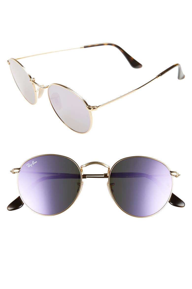 Icons 50mm Round Sunglasses, Main, color, LILAC