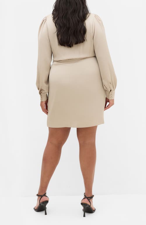 City Chic Marlowe Faux Wrap Dress In Neutral