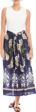 FIFTEEN TWENTY Seline Mixed Media Midi Dress
