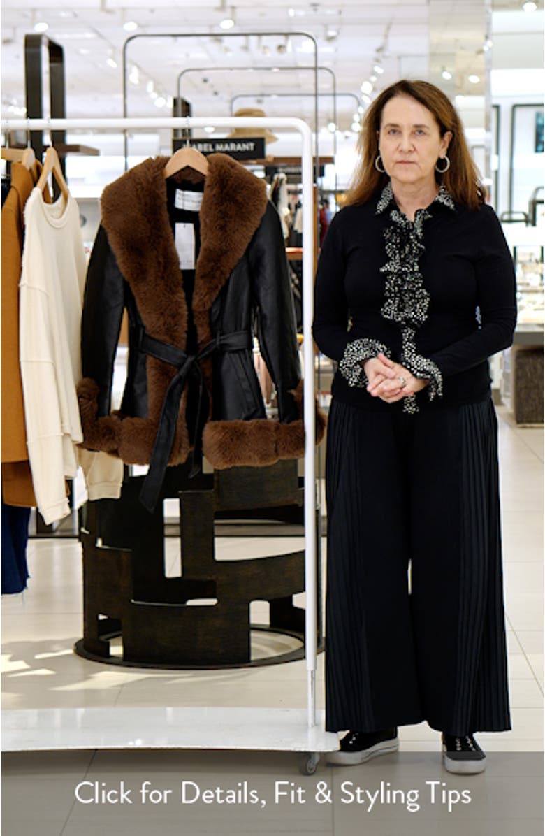 Faux Leather & Faux Fur Belted Coat, sales video thumbnail