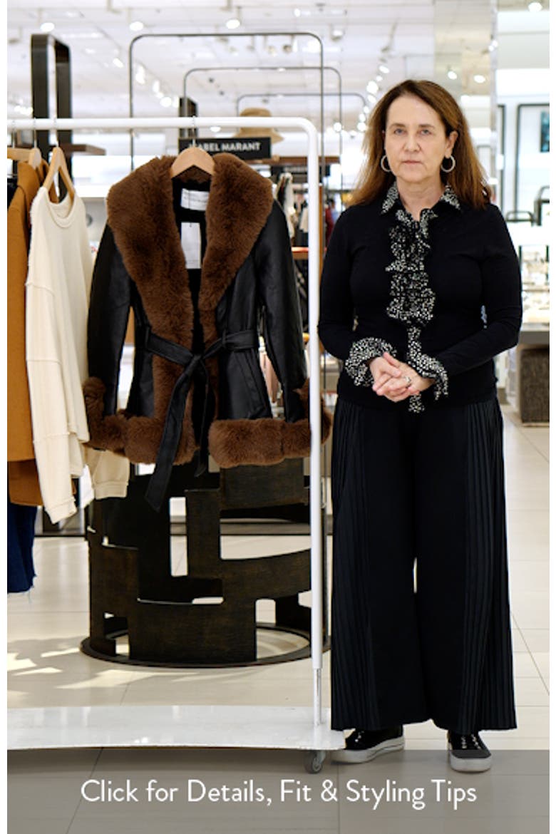 Faux Leather & Faux Fur Belted Coat video
