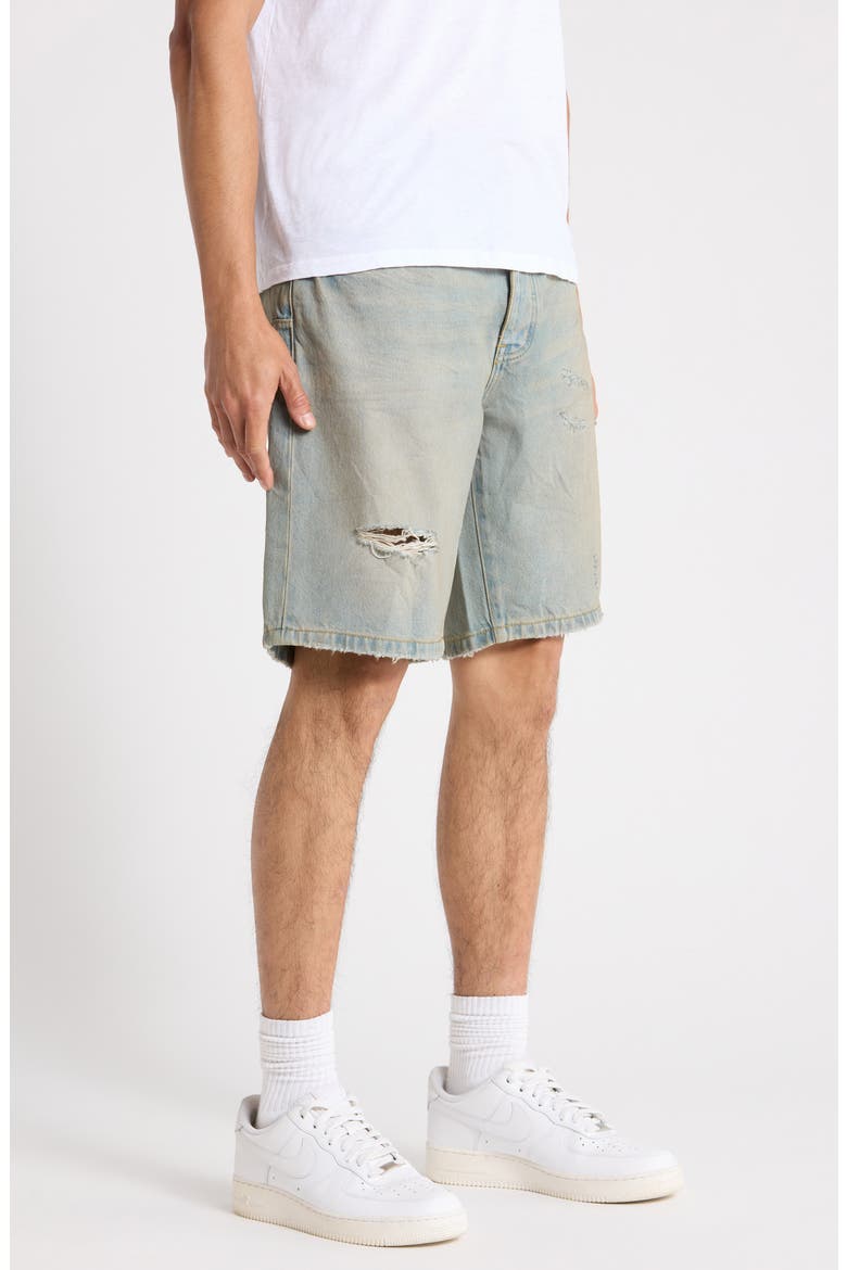 P059 Ripped Relaxed Fit Denim Shorts, Alternate, color, LIGHT INDIGO