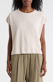 Eileen Fisher Cap Sleeve Organic Linen & Organic Cotton Sweater