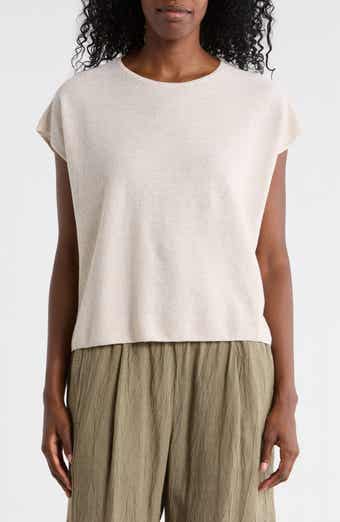 Eileen Fisher Cap Sleeve Organic Linen & Organic Cotton Sweater