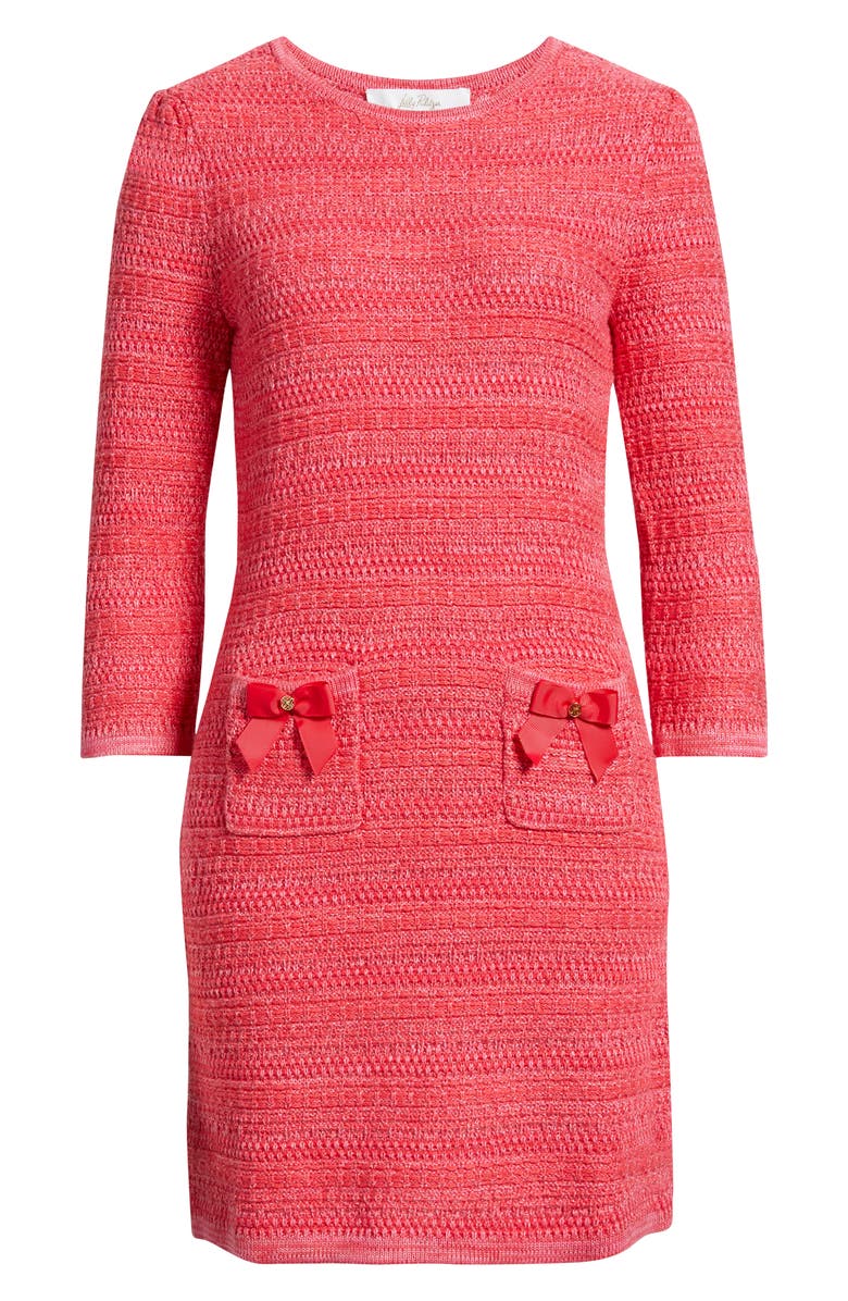 Lilly Pulitzer<sup>®</sup> Rhysa Bow Accent Sweater Dress, Alternate, color, Cherry Red Metallic Marl