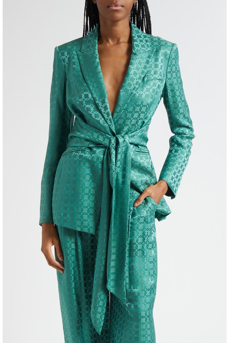Issel Chain Print Tie Waist Jacket, Main, color, CLOVER