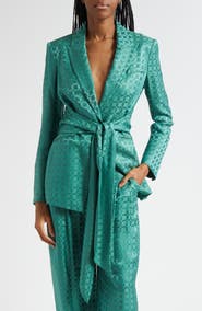 Veronica Beard Issel Chain Print Tie Waist Jacket