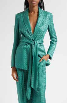 Veronica Beard Issel Chain Print Tie Waist Jacket