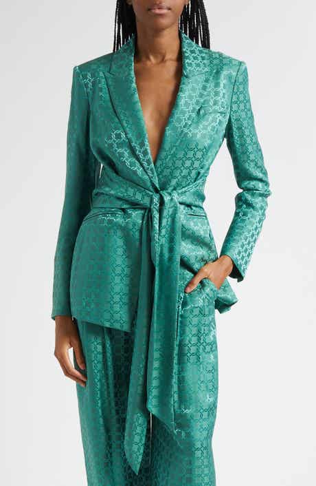 Veronica Beard Issel Chain Print Tie Waist Jacket