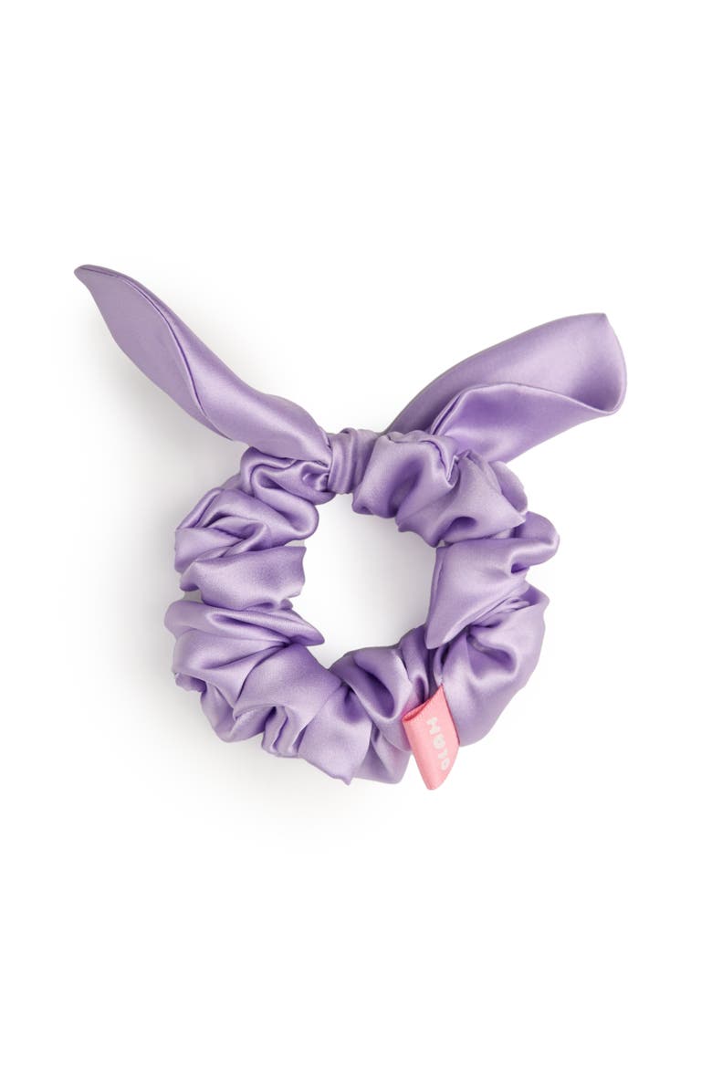 Bunny Ear Silk Hair Tie Scrunchie, Main, color, Purple
