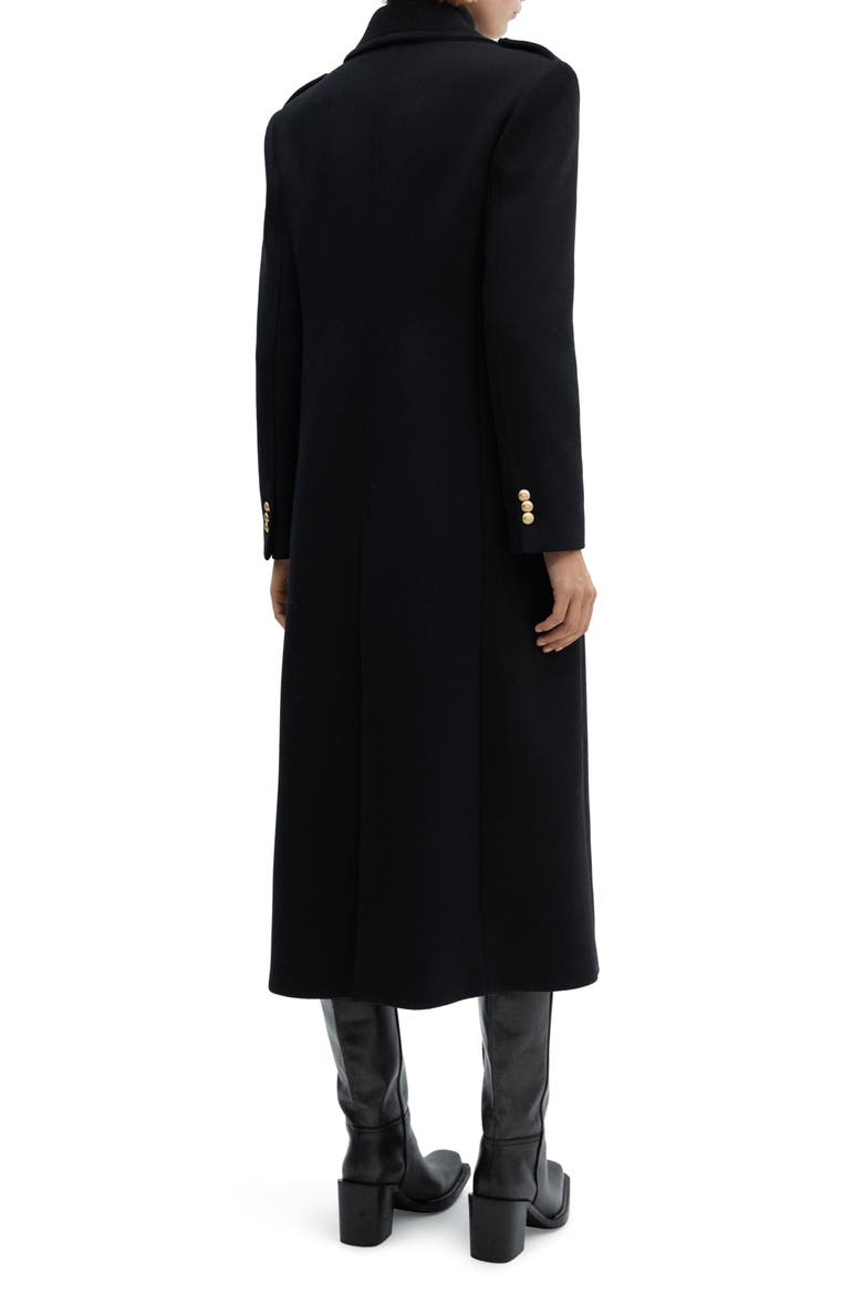 Double Breasted Virgin Wool Blend Long Coat, Alternate, color, BLACK