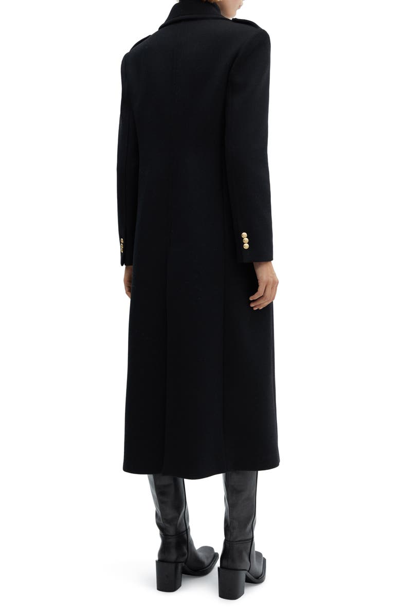 MANGO Double Breasted Virgin Wool Blend Long Coat, Alternate, color,