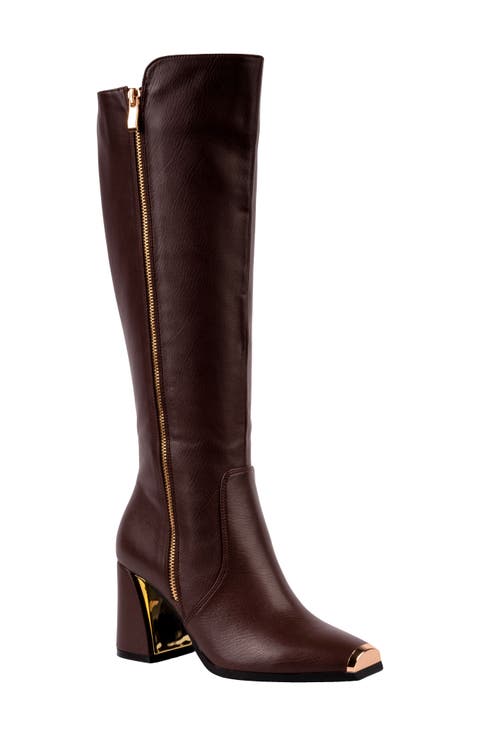 Link Nipped Toe Knee High Boot (Women)