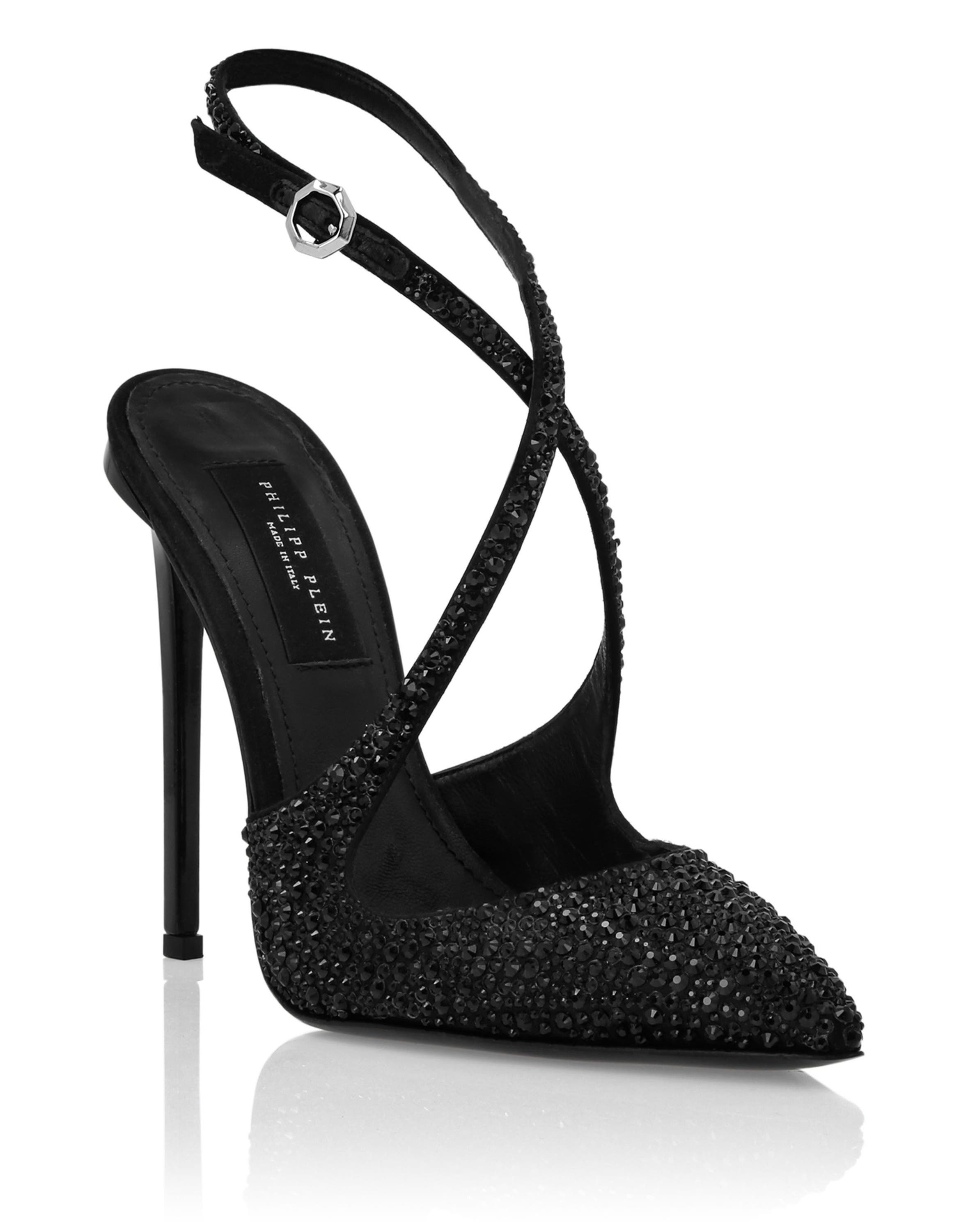Slingback Shoes Strass Women, Main, color, black/black