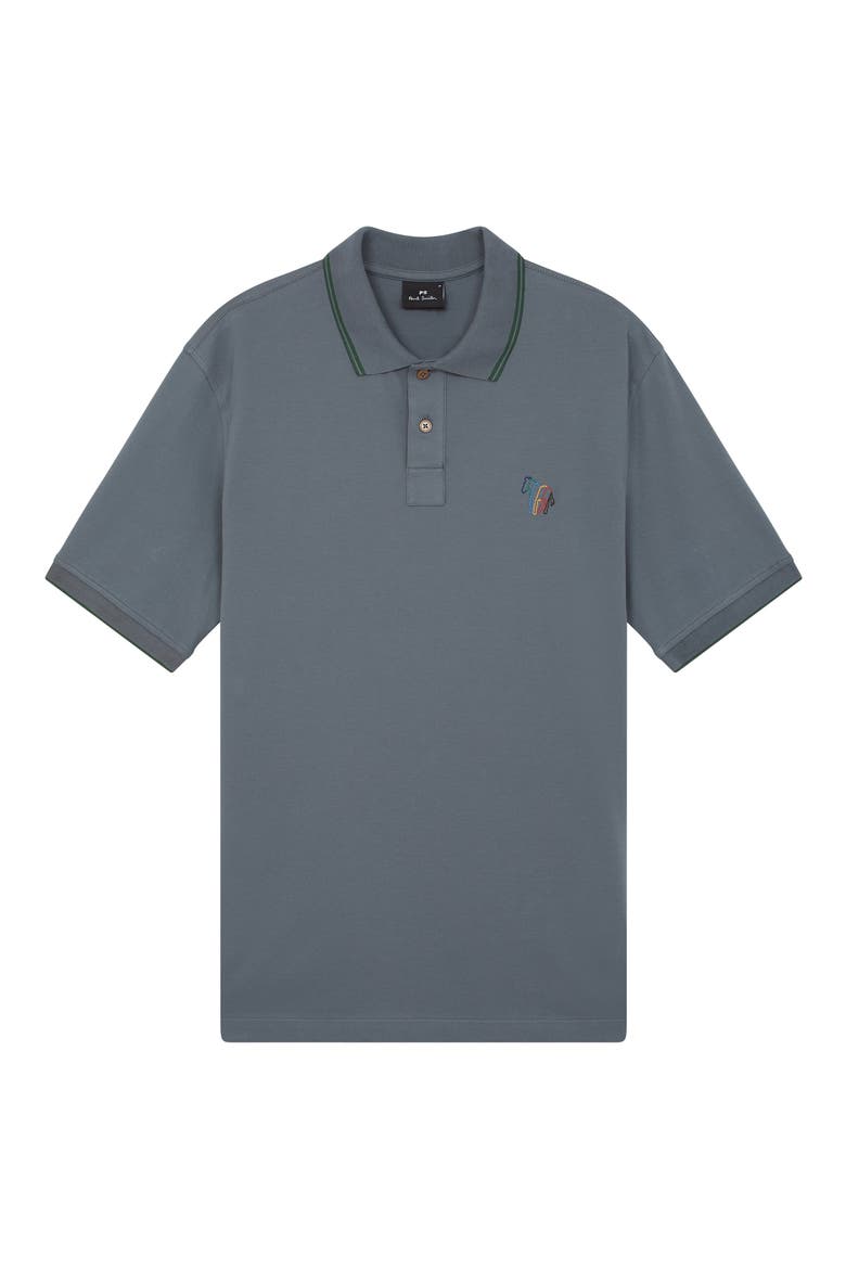 Regular Fit Tipped Cotton Piqué Polo, Main, color, ANTHRACITE
