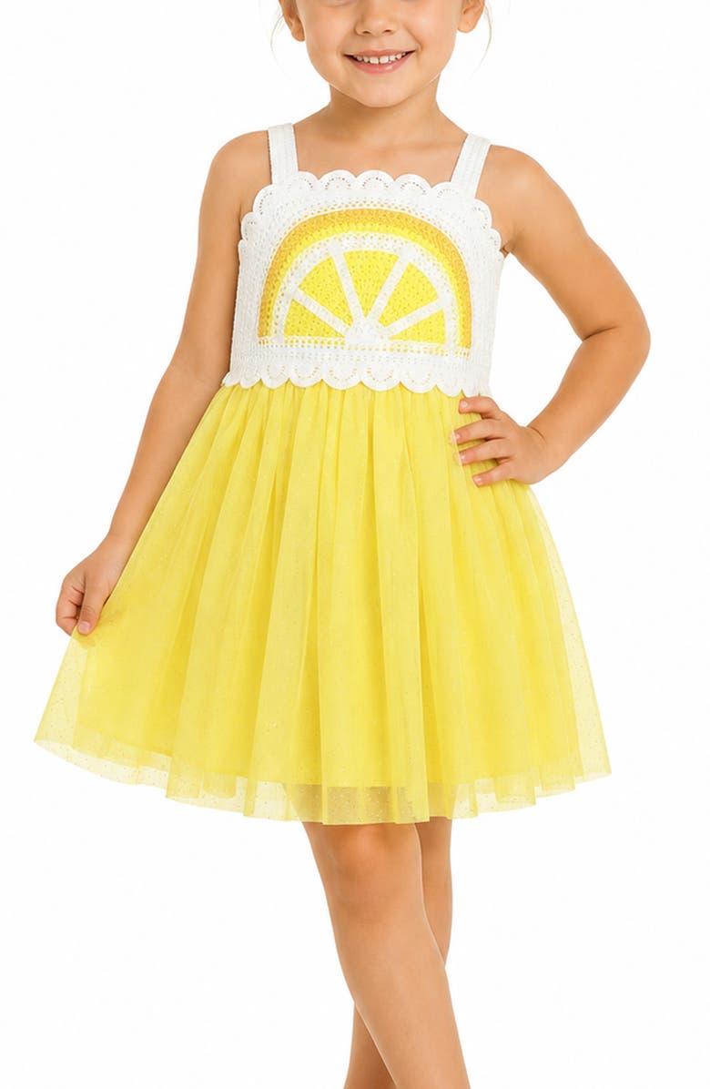 Zunie Kids' Mixed Media Dress, Alternate, color, Ivory Yellow