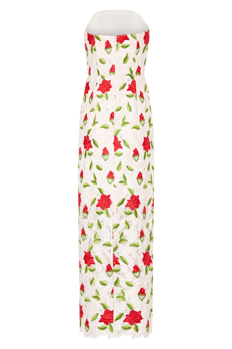 Kait Embroidered Strapless Midi Dress, Alternate, color, WHITE/ RED/ GREEN