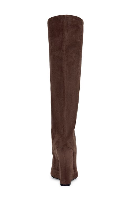 Azalea Wang Vincent Knee High Open Toe Boot In Brown