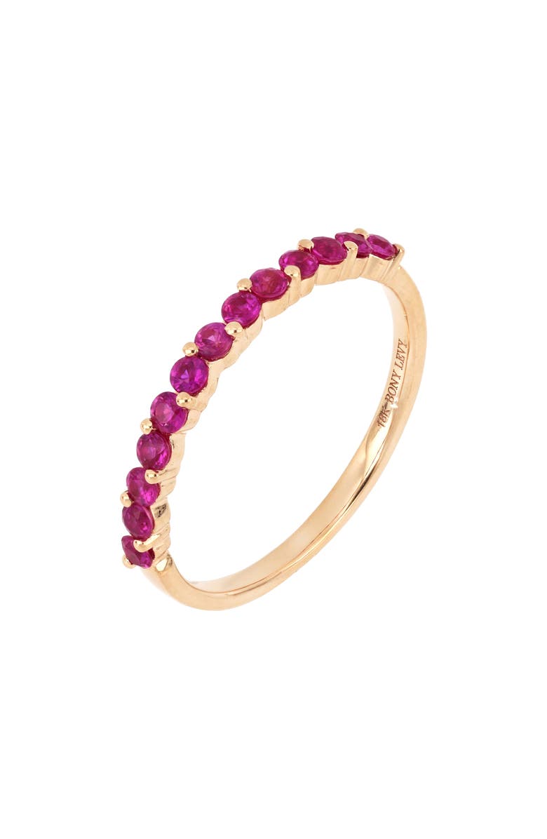 Bony Levy El Mar Ruby Stacking Ring, Main, color, 18Kr Gold