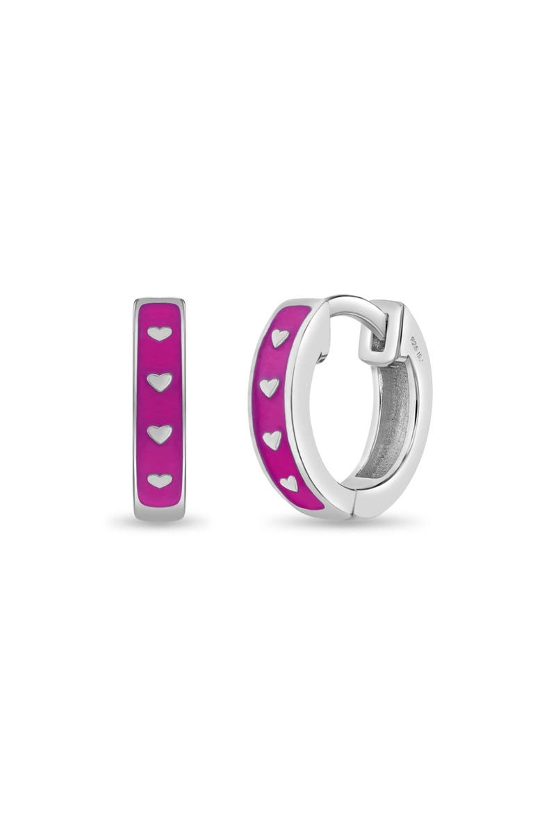 In Season Jewelry Pink Hearts Girls Huggie Hoops, Main, color, Pink