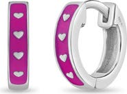 In Season Jewelry Pink Hearts Girls Huggie Hoops