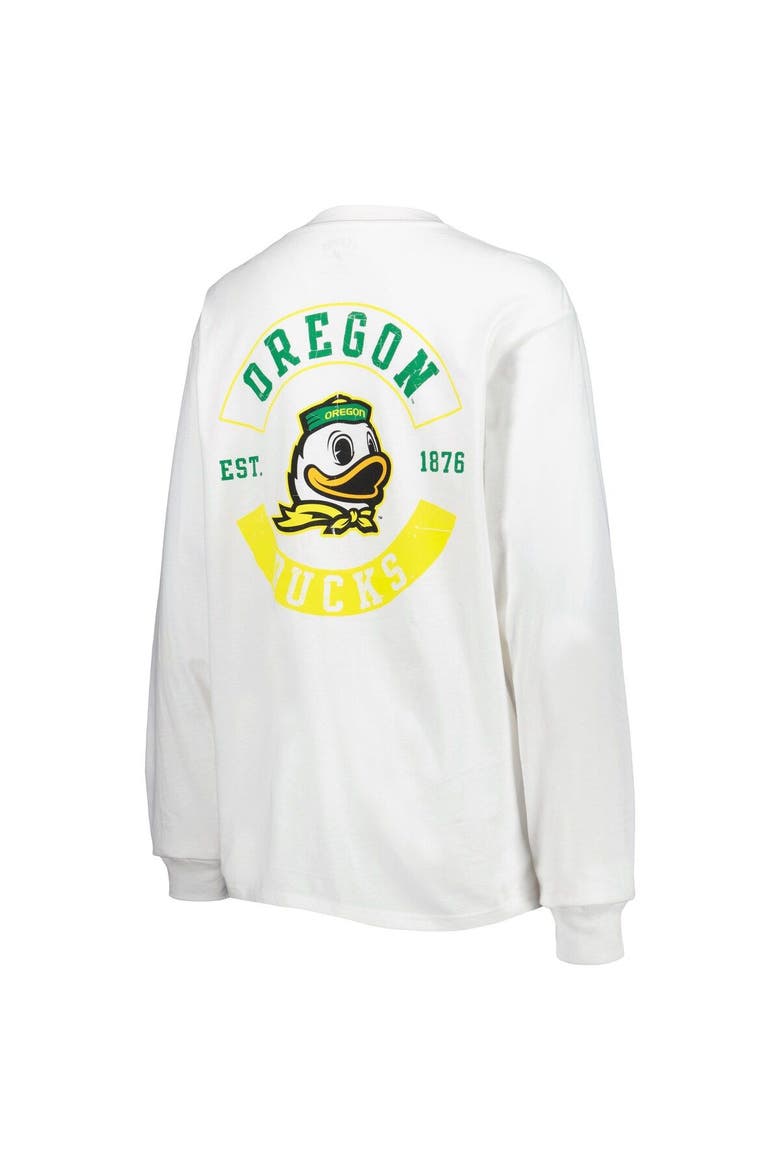 Women's League Collegiate Wear White Oregon Ducks Oversized Pocket Long Sleeve T-Shirt, Alternate, color, White