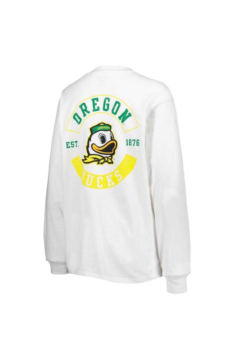 LEAGUE COLLEGIATE WEAR Women's League Collegiate Wear White Oregon Ducks Oversized Pocket Long Sleeve T-Shirt, Alternate, color, 