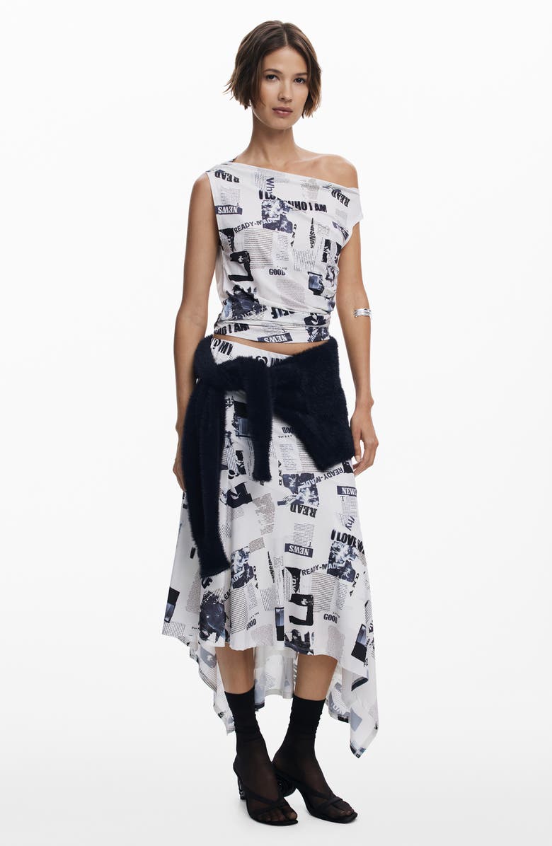 Desigual Handkerchief Hem Skirt, Alternate, color, Light Beige