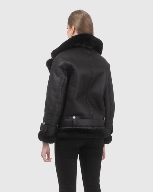 Gorski Shearling Lamb Moto Zip Jacket In Black