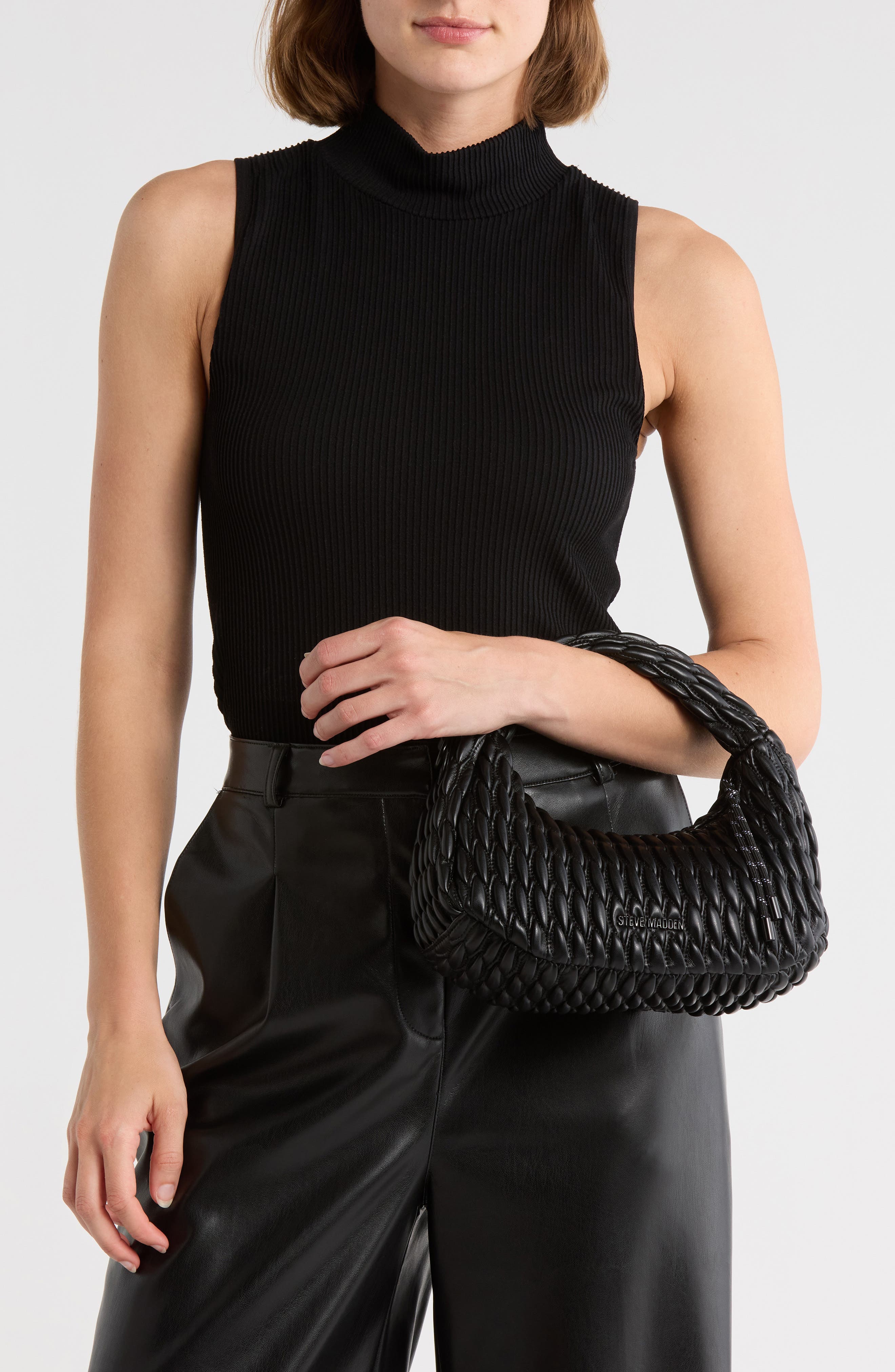 Steve Madden Byvonne Woven Crossbody Bag, Alternate, color, Black