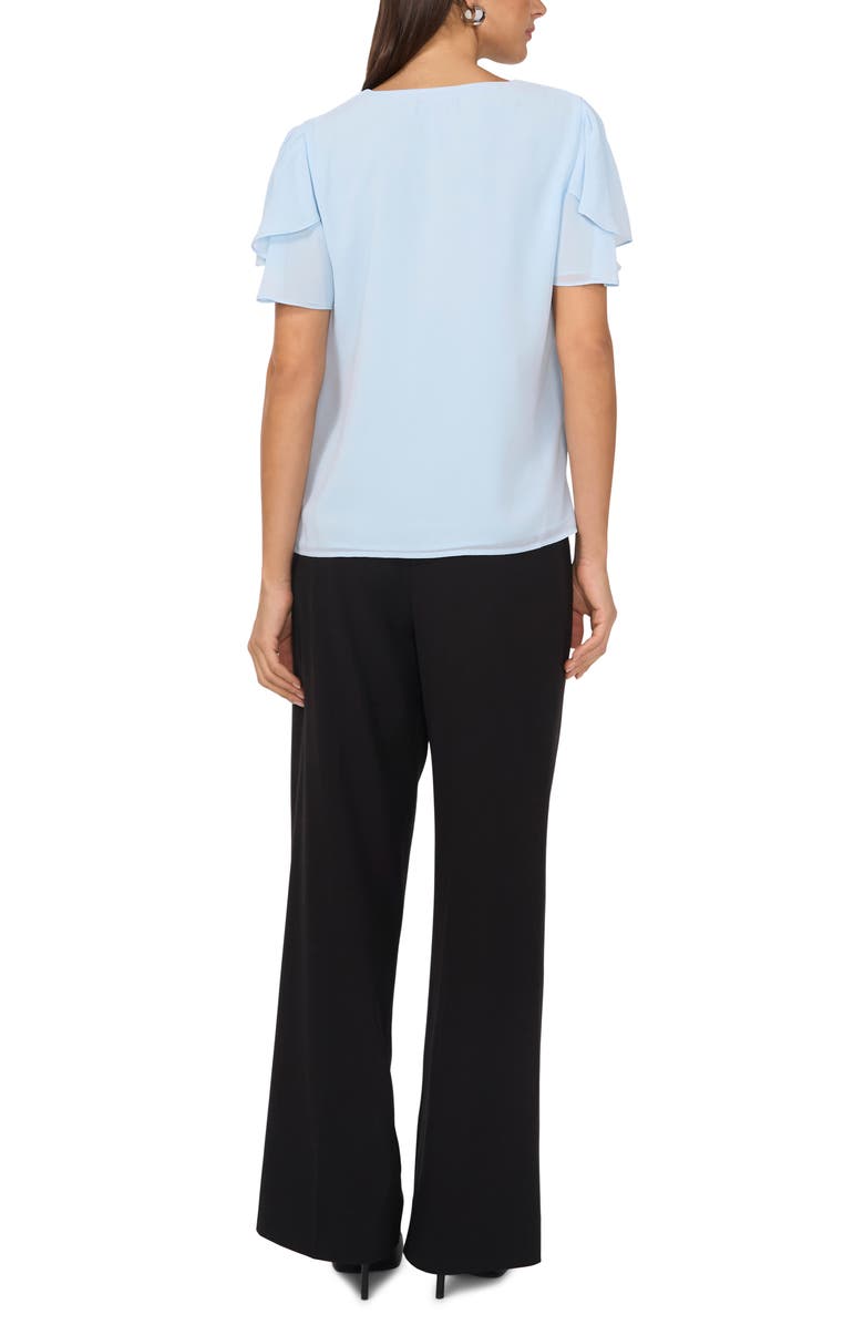 Vince Camuto V-Neck Tulip Sleeve Chiffon Top, Alternate, color, Frozen