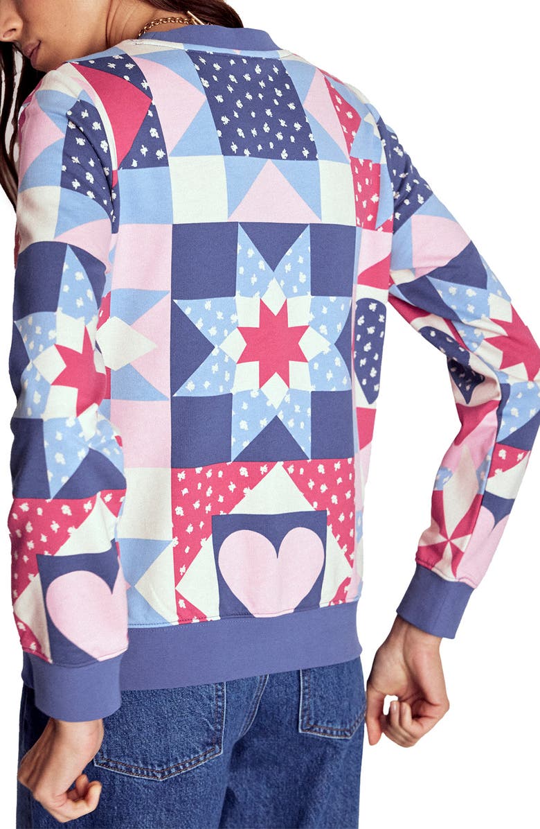 Boden Hannah Patchwork Sweatshirt, Alternate, color, Blue Multi Heart Patchwork