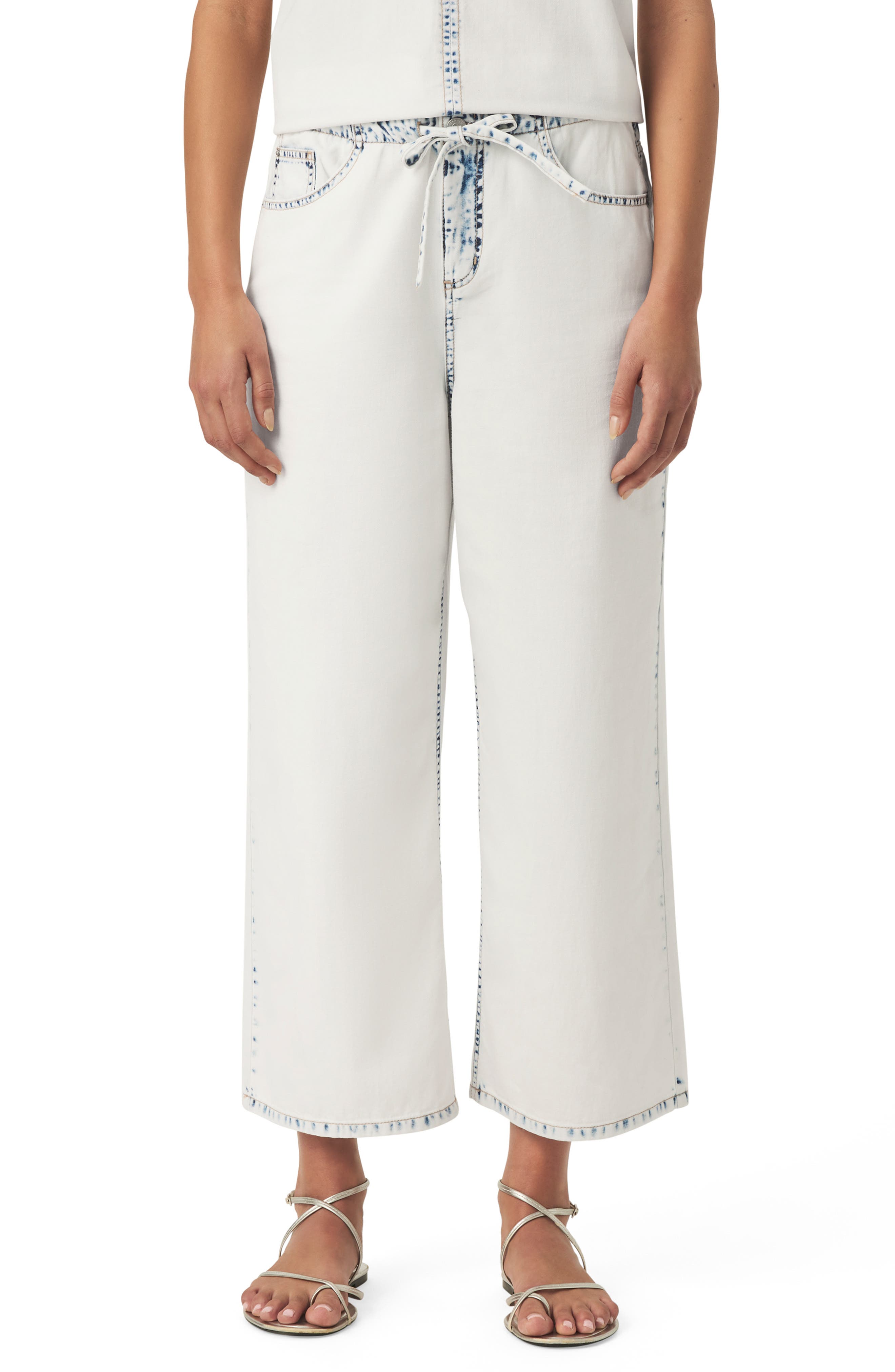 Splendid Ultra Bleached High Waist Drawstring Ankle Jeans