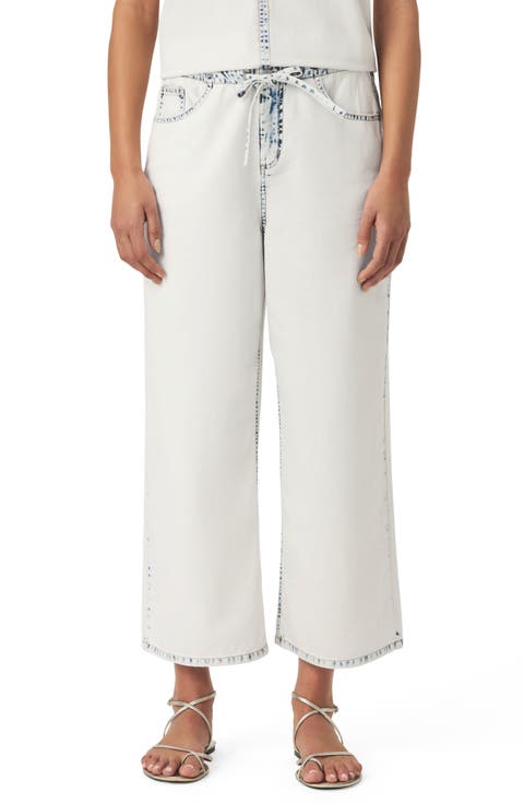 Ultra Bleached High Waist Drawstring Ankle Jeans