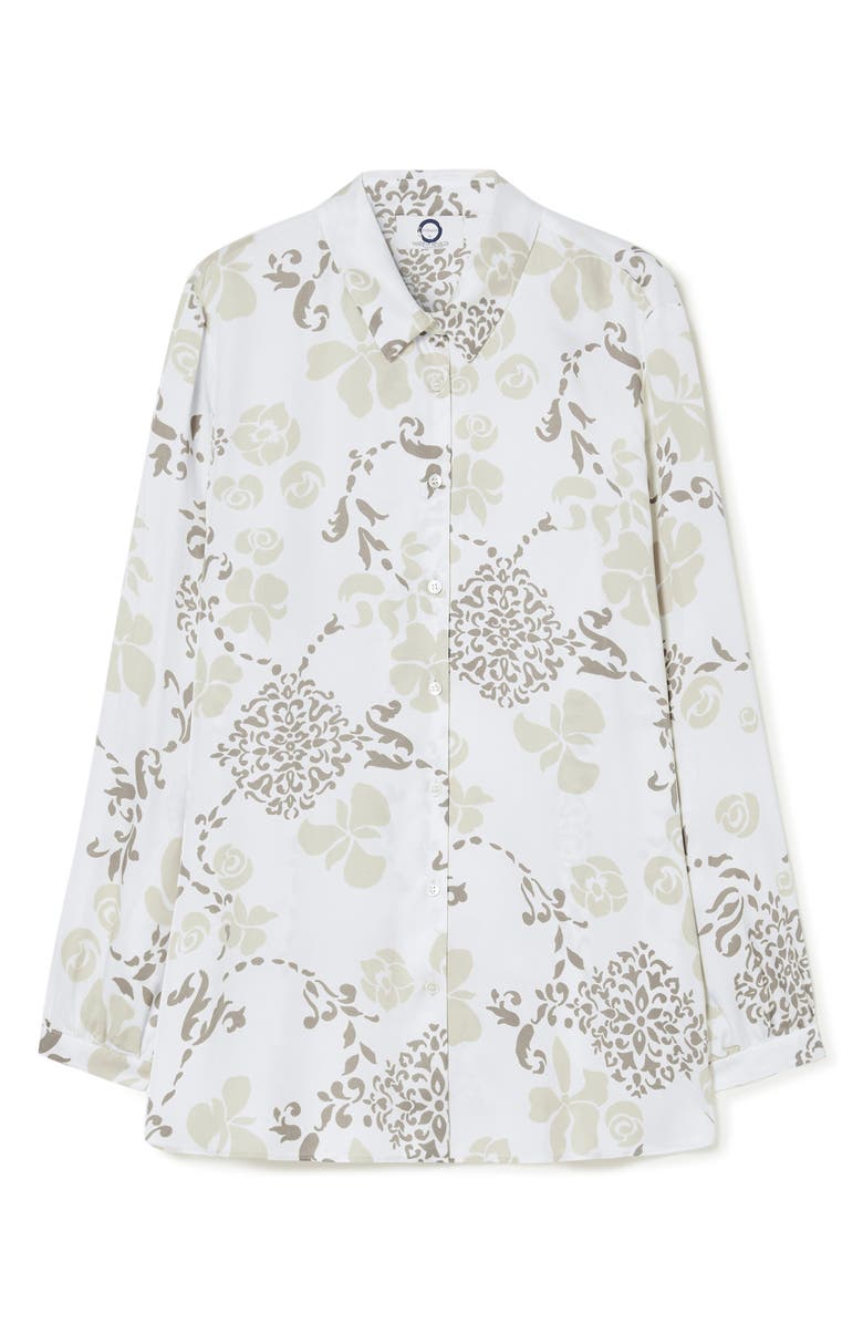 Marina Rinaldi Mixed Floral Button-Up Shirt, Alternate, color, Ivory