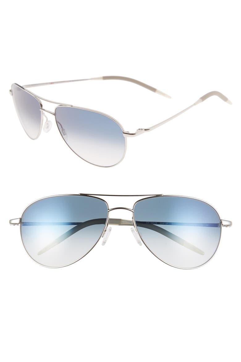 Benedict 59mm Photochromic Gradient Aviator Sunglasses, Main, color, SILVER/ CHROME SAPPHIRE