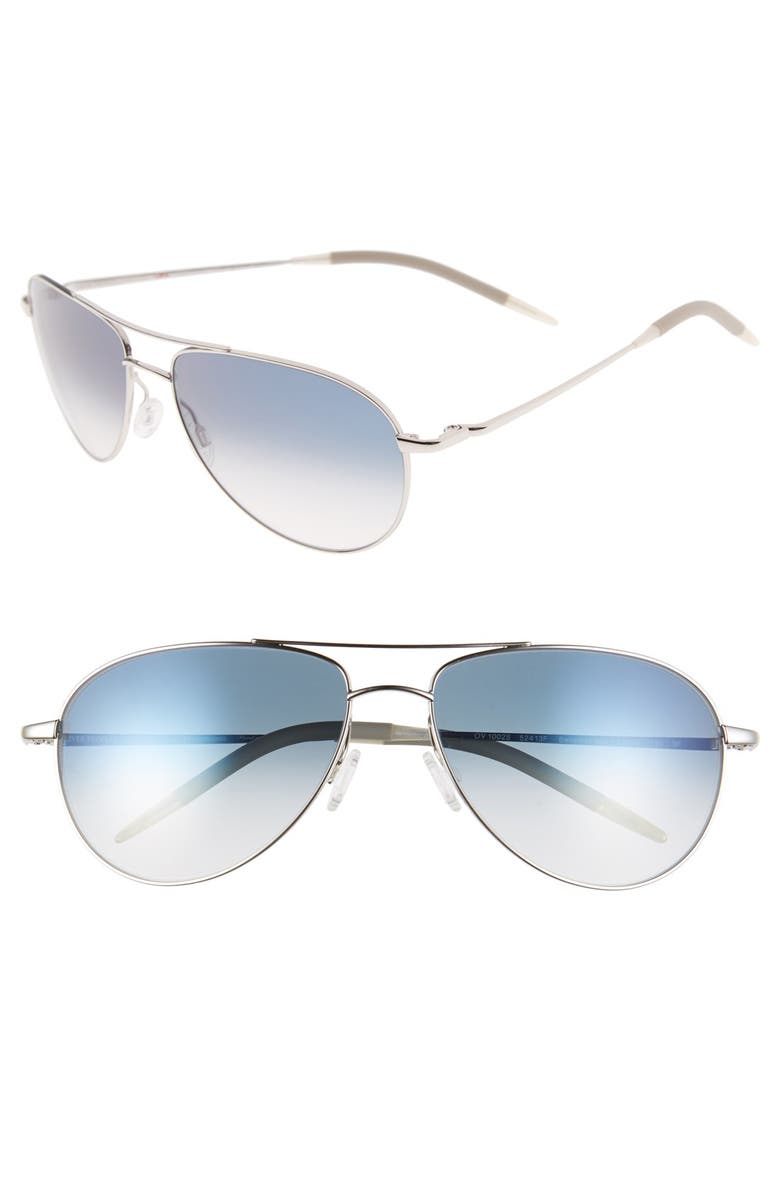 Oliver Peoples Benedict 59mm Photochromic Gradient Aviator Sunglasses, Main, color, Silver/ Chrome Sapphire