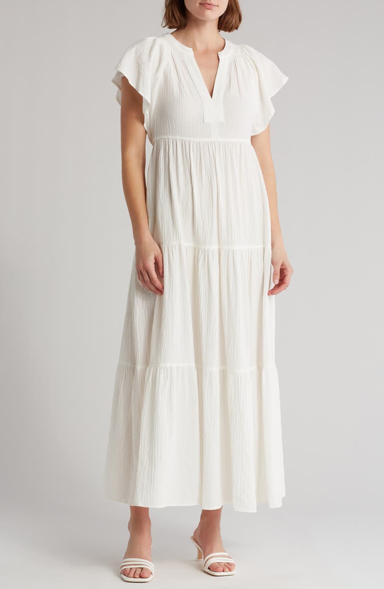 Calvin Klein Tiered Gauze Maxi Dress, Main, color, 